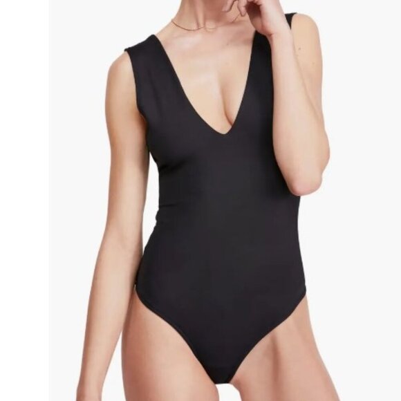 Free People Black Deep V Bodysuit – Size S – NWT - Picture 1 of 10